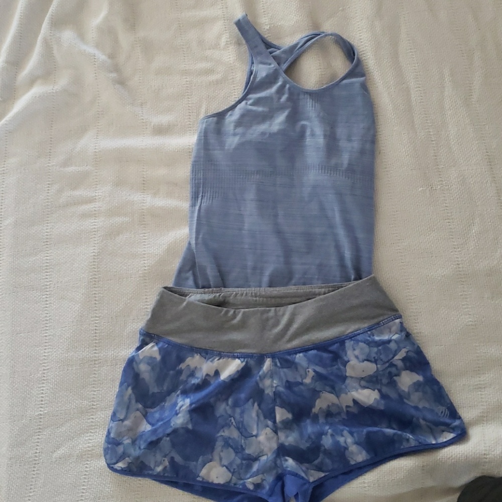 Running shorts and top